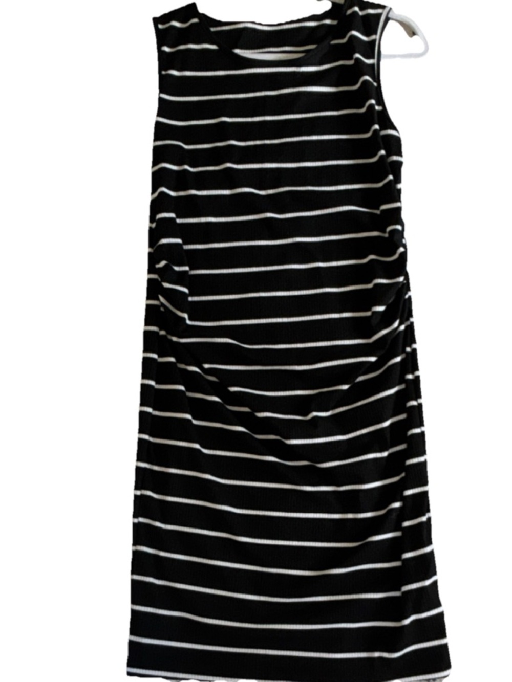 Sleeveless Black & White Striped Midi dress